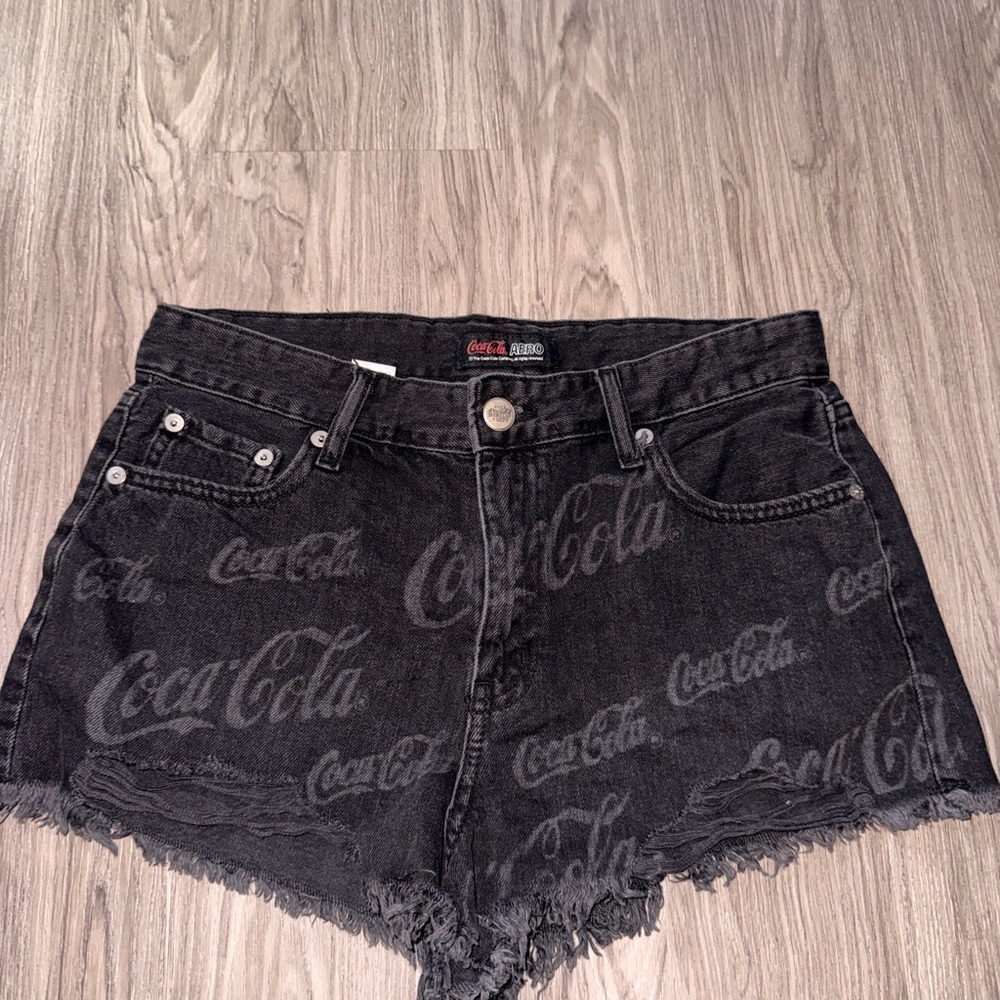 Coca Cola Black Logo-Print Denim Shorts